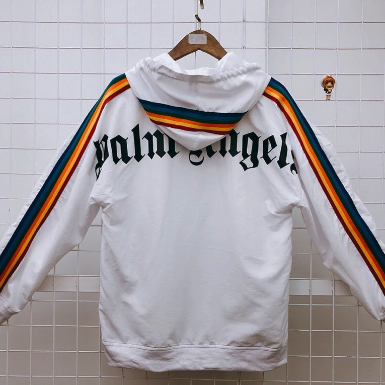 

Palm Angels Jacket Colourful Striped Men Women Autumn Winter Bomber Jacket Palm Angels Hoodie Jacket