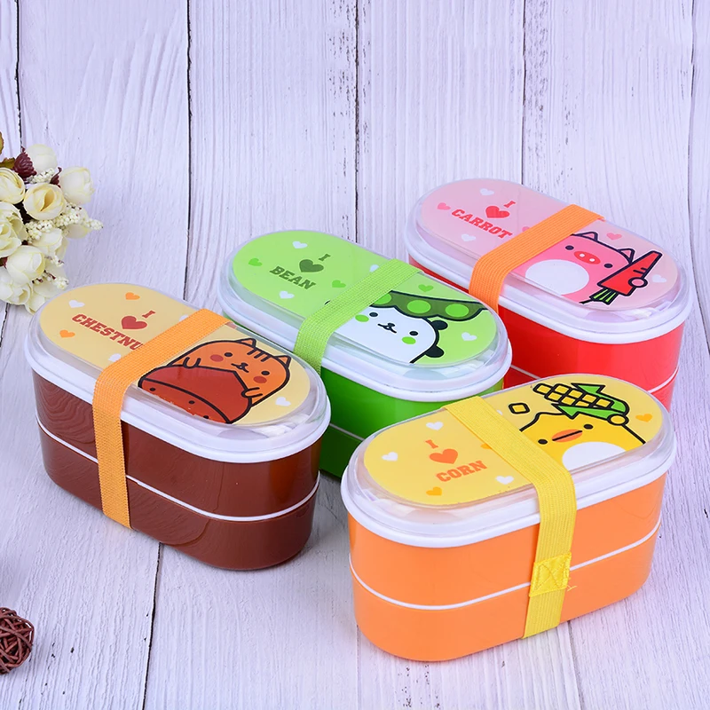 

1PC 2 Layer Cartoon Animals Lunch Box Bento Lunch Container Food Container Japanese Style Plastic Lunch Sushi Box