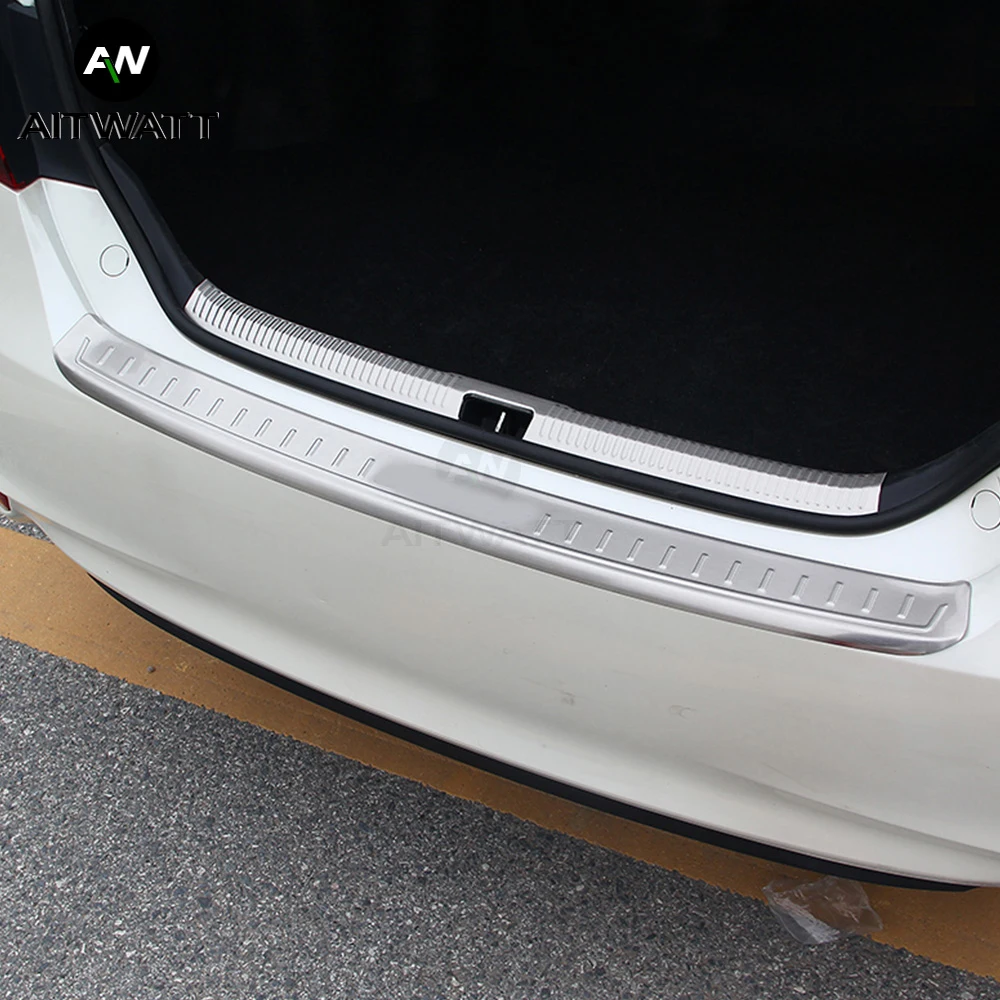 Для Toyota Camry 2012-2017 внутренняя защита заднего бампера внутри из нержавеющей стали