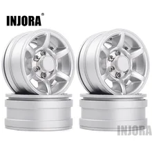 INJORA – jantes en alliage d'aluminium 1.55 pour voiture radiocommandée D90 TF2 Tamiya CC01 LC70 LC80, 4 pièces, 1.55 pouces, argent, 1/10