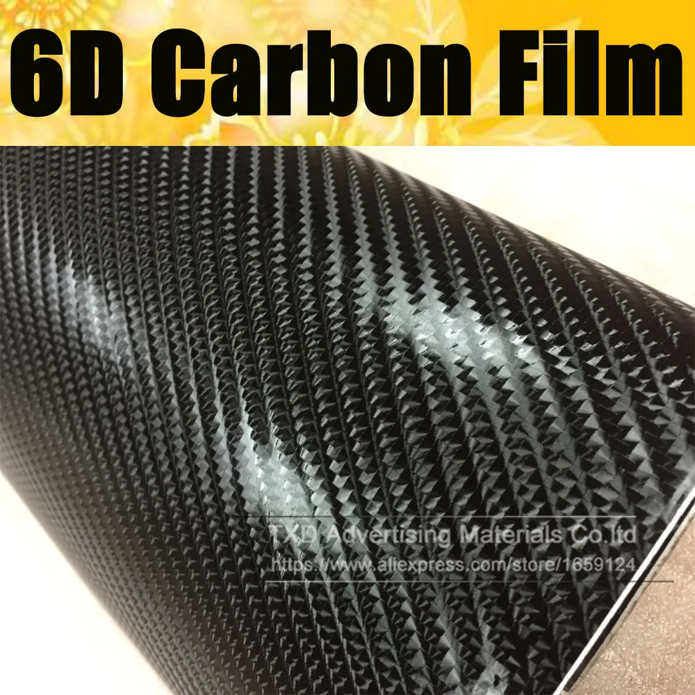 

Good quality 6D Glossy Carbon Fiber Vinyl Wrap Car Wrapping Film With Air Release Glossy Carbon 6D like Real Carbon Film