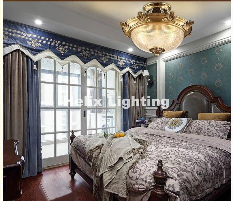 

Free Shipping Nordic Brass LED European Style Aisle Bedroom Study Balcony Ceiling Lamp Simple Circle Bronze LED Ceiling Lighting