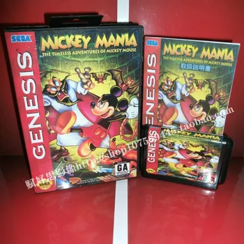 

Sega MD game - Mickey Mania with Box and Manual for 16 bit Sega MD game Cartridge Megadrive Genesis system