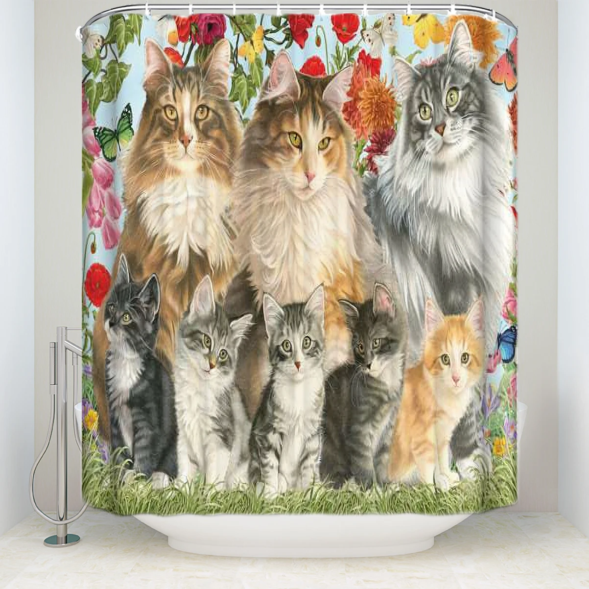 Buy CHARMHOME Cute Cats Shower Curtain Polyester