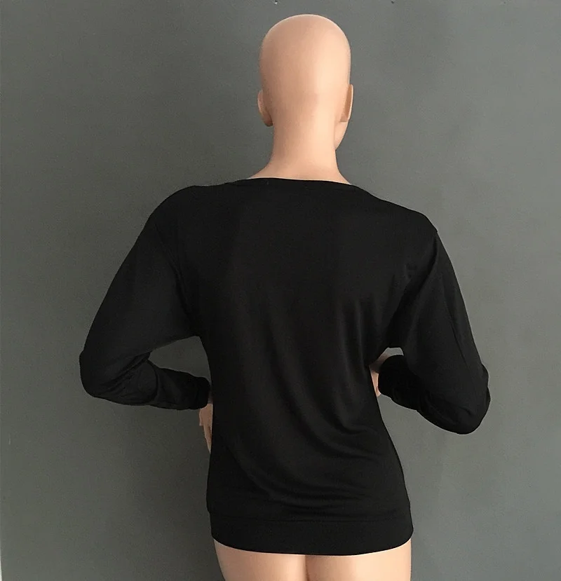 Women Sexy Fashion Batwing Sleeve Blouse Deep V Collar Zipper Sweater Long Sleeved T-shirt Plus Size S-5XL (11)