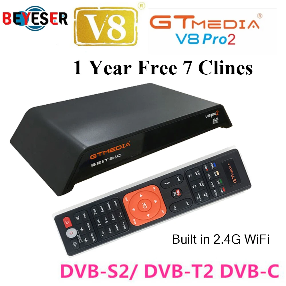 

GTmedia V8 PRO 2 Combo Satellite Receiver With 1 Year Europe Cccams Clines Server Support DVB-S2+T2/C PowerVu Biss Key