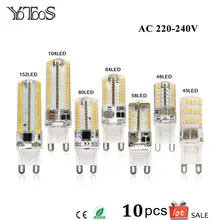 10pcs Lot G9 Led Lamp AC 220v Light Bulbs 360 degree Warm Cool White Spotlight Replace Halogen Lamps Candle Chandelier Lights