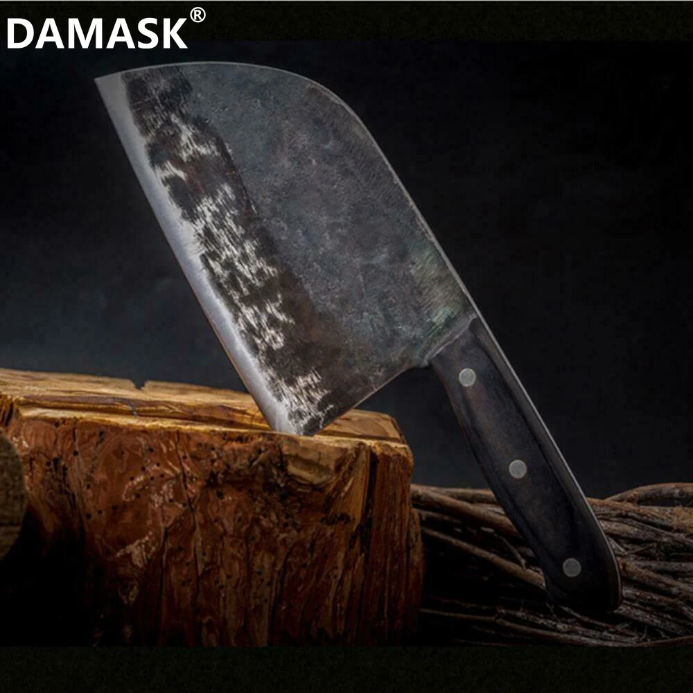 

Full Tang Kitchen Chef Knife Handmade Forged High-carbon Clad Steel Kitchen Knives Cleaver Filleting Slicing Broad Butcher knife