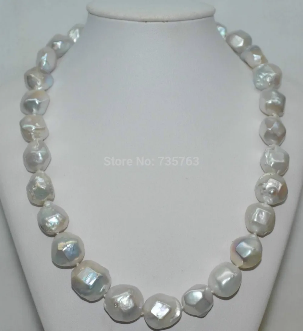 

xiuli 0015134 Natural Rare gray white 16*17mm nucleated cultured Pearl Necklace