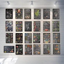 Цветы, доска для рисования, винтажная металлическая вывеска, потертая шикарная кофейная металлическая тарелка, настенная паба для магазина кофе, дома, художественное украшение ресторана, SA-6519