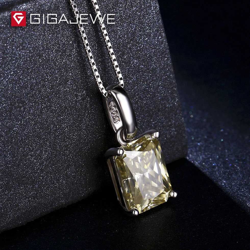 GIGAJEWE 2.2ct желтовато Цвет огранка Радиант Камень Муассанит Цепочки и ожерелья для