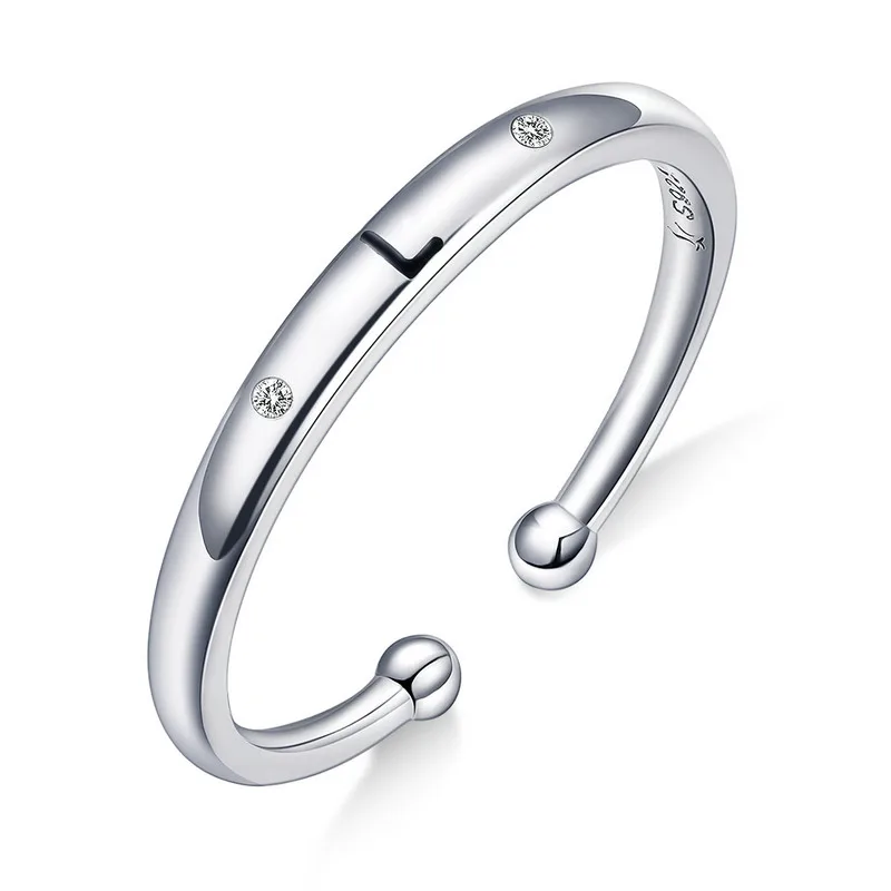 WOSTU, 925 пробы, серебро, БУКВЕННОЕ кольцо с алфавитом, циркон, Штабелируемый палец для женщин, свадебное, обручальное, ювелирное изделие CQR544 - Цвет основного камня: L