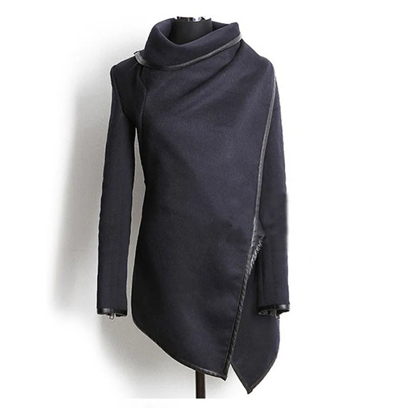 

1pc New Women Irregular Long Cashmere Overcoats Jacket Scarf Collar Solid Coat Female Warm Long Sleeve Overcoat