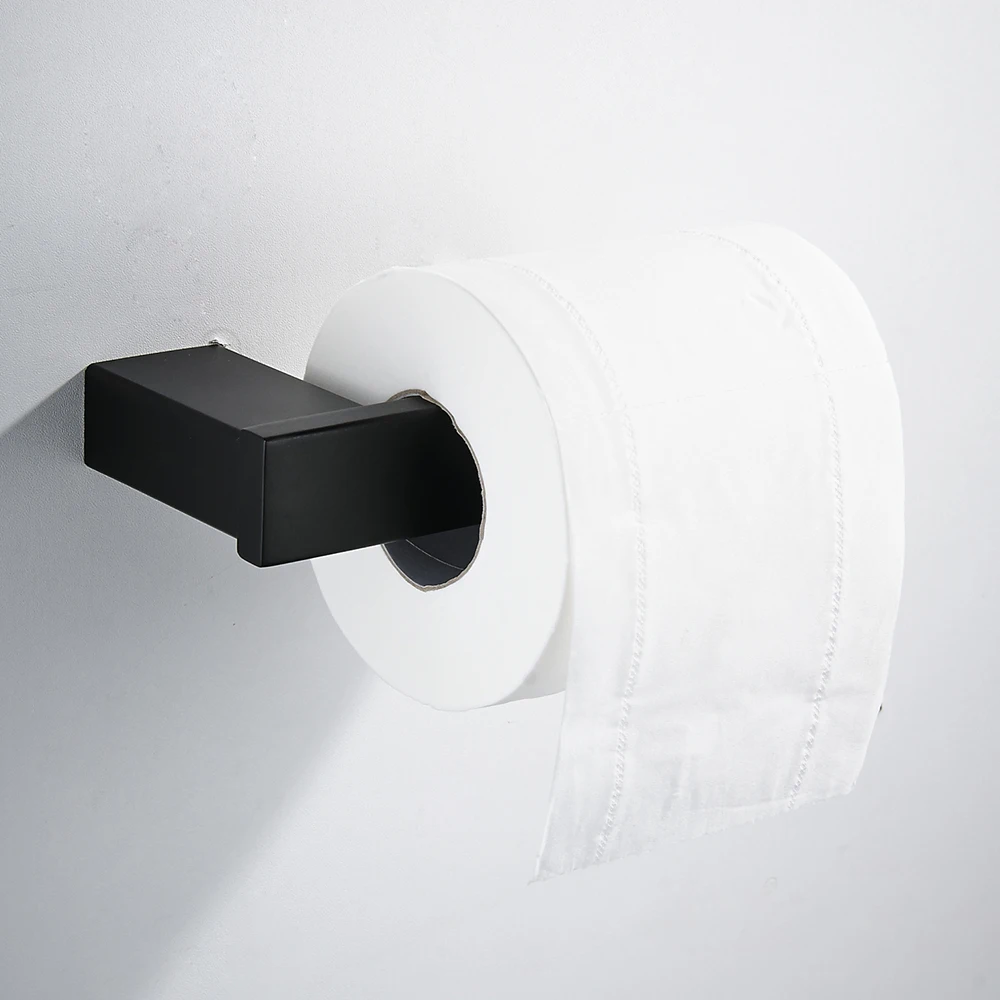 Günstig Matte schwarz Edelstahl 304 Handtuch Ring Robe Haken Wc Pinsel Halter Handtuch Bar Badezimmer Zubehör Set Papier Halter 610000R
