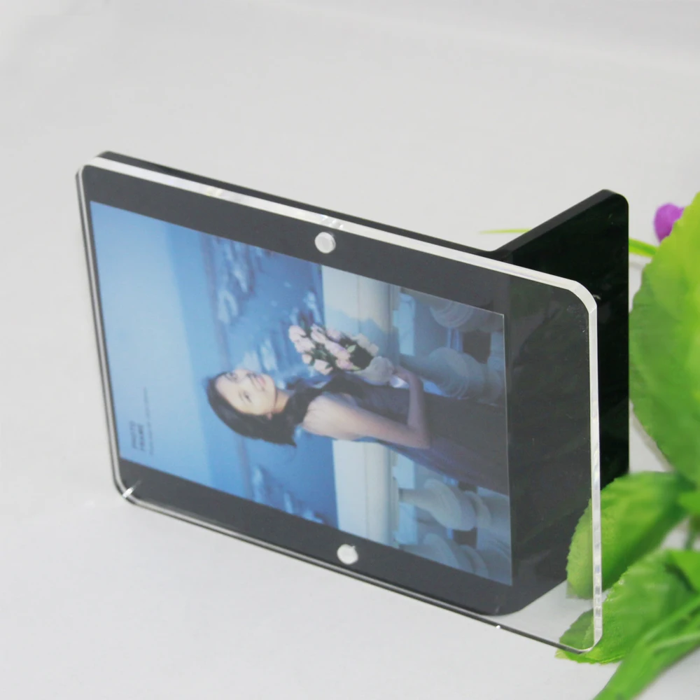 (Pack/10 Units) Modern Back Lucite Acrylic Photo Picture Frame Stand