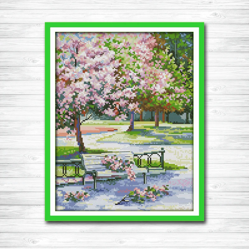 

The spring in the park decor painting counted print on canvas DMC 14CT 11CT Cross Stitch kits Embroidery Home Decor Needlework