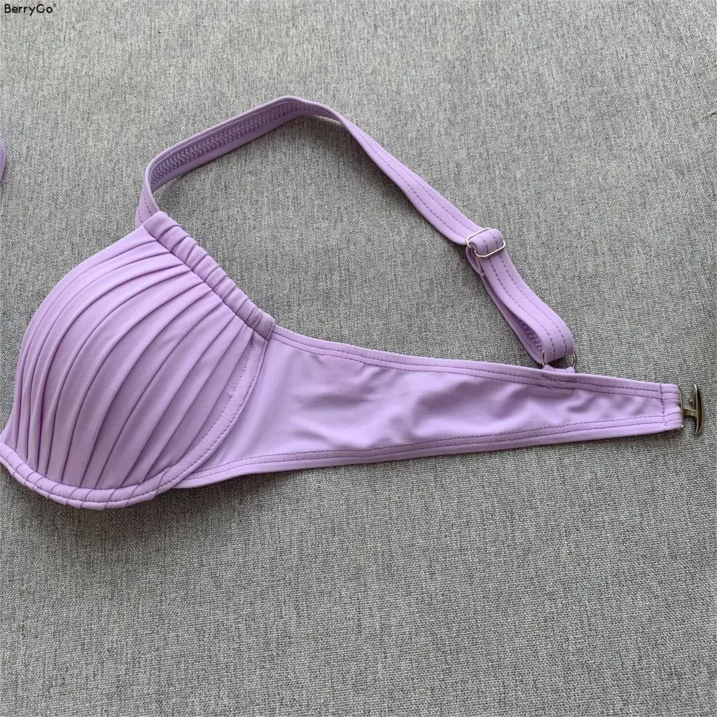 BerryGo women Bikini Sexy push up two-piece lingerie set intimates Solid underwear set summer beach bra set Vocation wear open