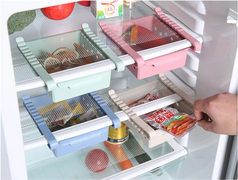 

Multifunction Refrigerator Storage Rack Fruit Fesh Shelf Fridge Freezer Shelf Holder Pull-out Drawer Organiser Space Saver