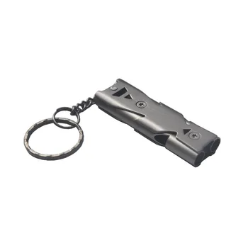 

Outdoor Emergence Saving Tools Double Pipe Whistle High Decibel Stainless steel Emergency Survival Keychain Cheerleading Whistle