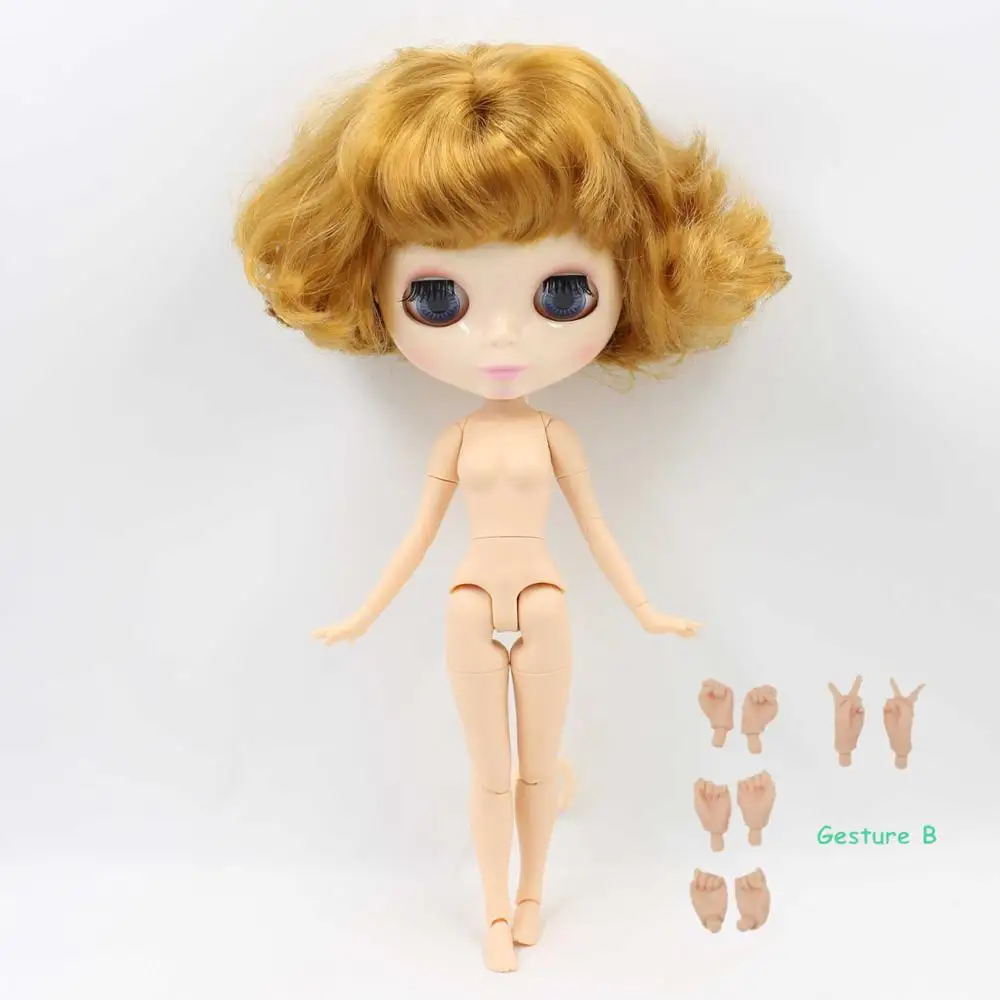 Blyth кукла шарнирное тело 1/6 короткие волосы Bobo белая кожа глянцевое лицо ледяной подходит для DIY bjd модная игрушка № 0635 - Цвет: With Hands B