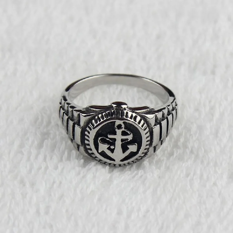 

Woman's and Man's Navy Anchor Nautical Sailor 316L Stainless Steel Biker Ring