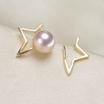 

Simple&Classic Star Design Pearl Earrings Findings Women DIY Pearl Star Stud Earrings Accessory Silver&Gold Color 5Pairs
