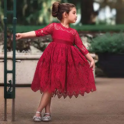 Элегантные платья для маленьких девочек, осенне-летнее кружевное платье принцессы, одежда для маленьких девочек, одежда для маленьких девочек 3, 4, 5, 6, 7, 8 лет - Цвет: 1