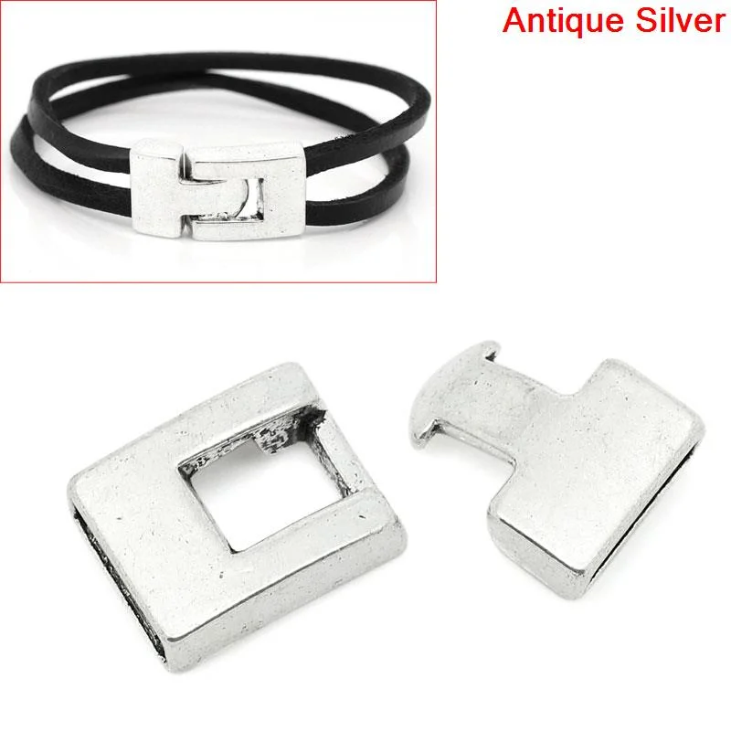 8SEASONS Hook Clasps for Leather Bracelet antique silver color 28mm x