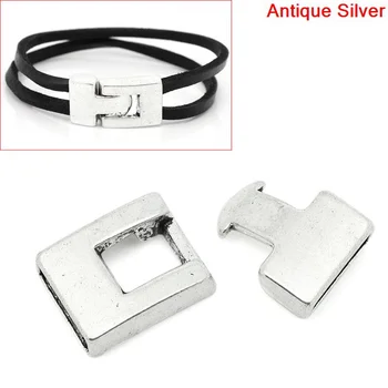 

8SEASONS Hook Clasps for Leather Bracelet antique silver-color 28mm x 15mm(1 1/8"x 5/8"),10 Sets (B28627)