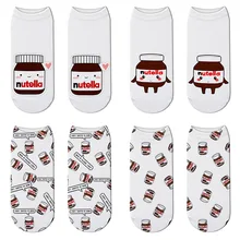 Новая мода Забавный 3d Футболка с принтом героев "Нутелла" носки удобные пищевые персонажа хлопковые носки унисекс Kawaii Женская обувь мультфильм заниженные носки