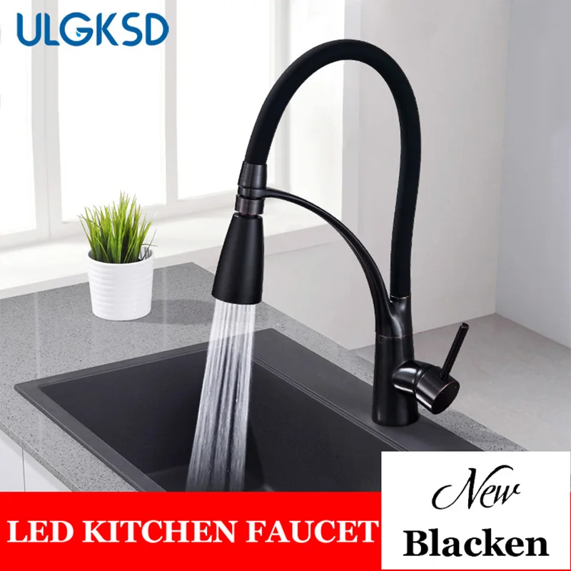 

ULGKSD Kitchen Faucet W/ Pull Down Spray Head Single Handle Single Hole Cold and Hot Water Mixer Tap Para Kitchen Sink