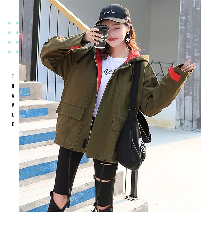 Новинка года; корейский стиль ретро; сезон весна-осень; короткая ветровка с капюшоном; bf wind; свободная уличная стильная женская куртка в стиле хип-хоп; X372