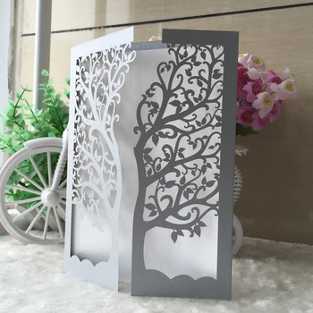 

12pcs/lot 13th bar mitzvah congratulations card invitation blessing card party decoration paper craft laser cut tree QJ-26