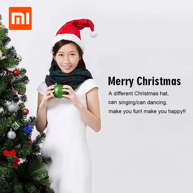 

2018 Newest Xiaomi Magic Fun Christmas Hat Stand Not Falling Size Adjustable Santa Claus Hat Singing Dancing Christmas Cap
