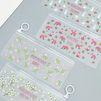 

Kawaii Cartoon Rabbit Transparent Pencil Case Flower Pen Bags Pencil Box Storage Organizer Office School Supplies Stationery