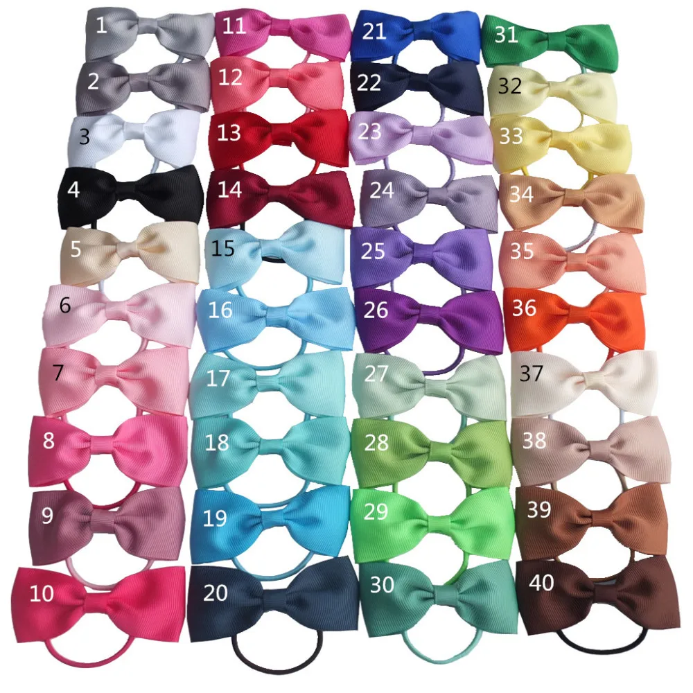 3 Inch Hair bow WITH Elastic Loop Kids Ponytail bow Classical bow PonyTail Holder Children Girl