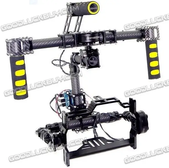 3 ejes sin escobillas 3 K Full Carbon Fiber DSLR Handheld Gimbal DSLR Cámara montaje Stablizer sin controlador motores