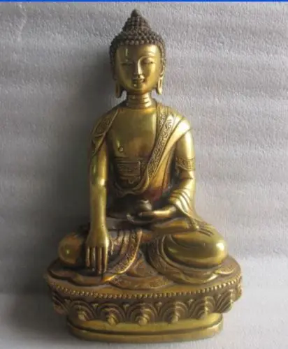 

7.8 inch/The ancient Chinese sculpture gold-plated copper statue of Buddha had
