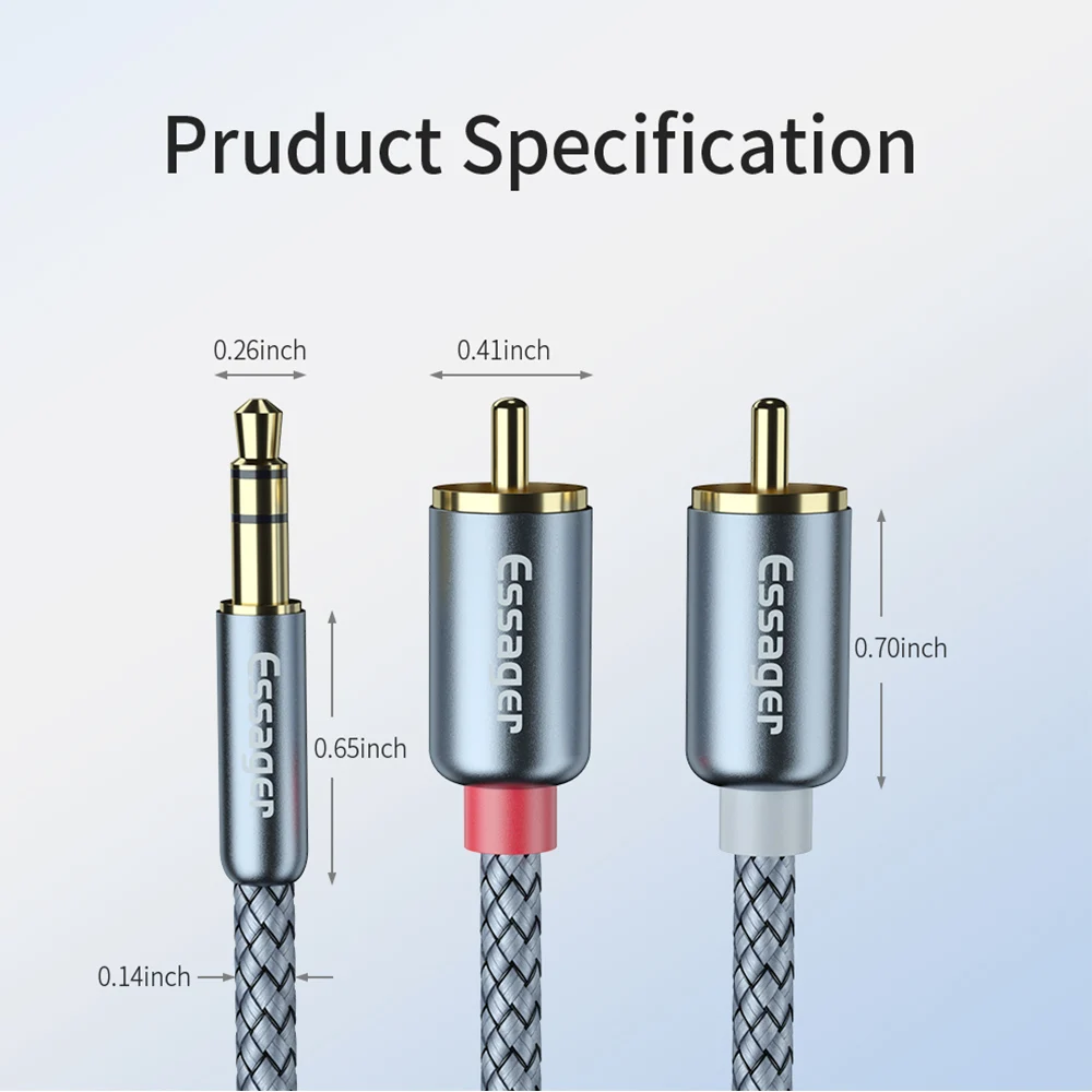 Essager RCA кабель 3 5 мм Джек 2 Aux до 2RCA адаптер разветвитель аудио для ТВ коробка дома