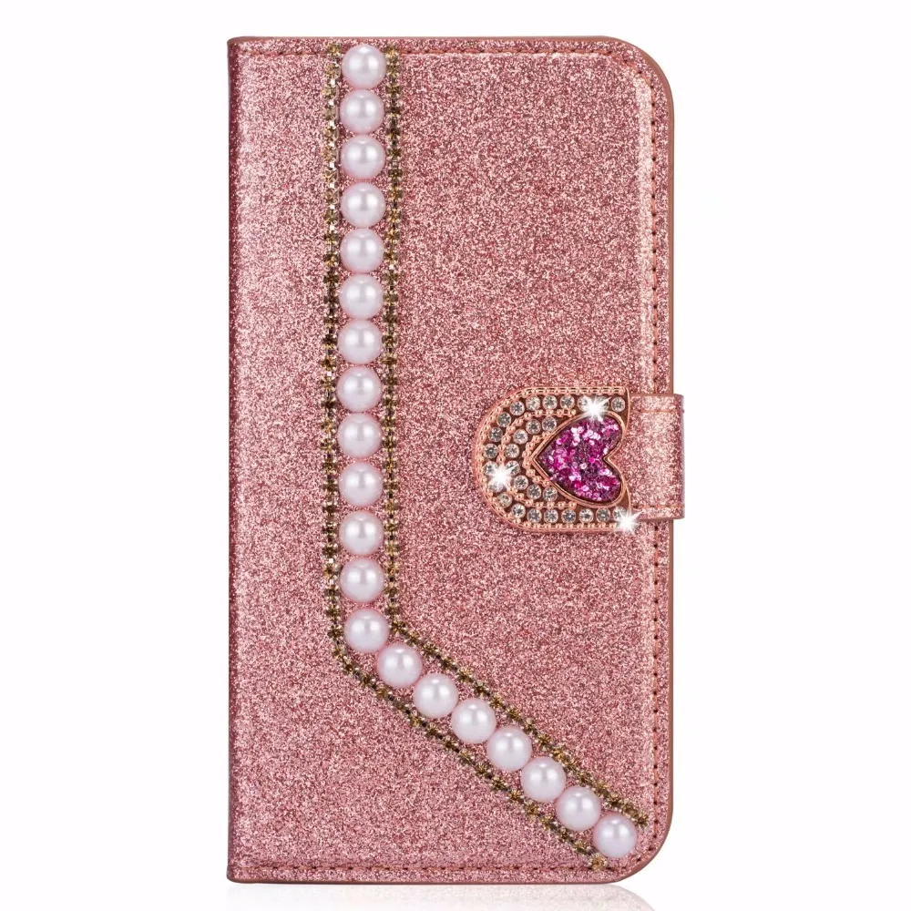 XINGDUO Case Cover for IPhone X XS XR 6 6s 7 8 Plus Luxury Pearl Flip PU Leather Phone Case Silicon Protective Shell Cover
