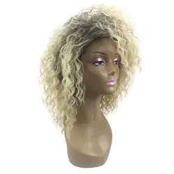 Парик Для женщин парик 1 pc блондинка кудрявый вьющиеся афро-американские парики мягкий синтетический для модные женские туфли волосы