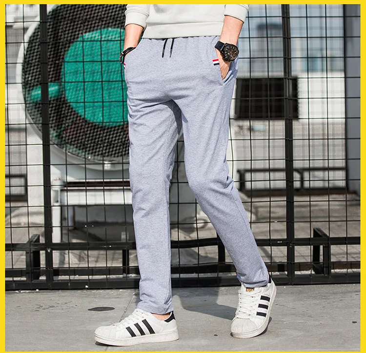 New Spring Knitted Cotton Pants Training Baseball Pants Men With Pocket Jogging Trousers Fitness Workout Running Sport Pants 8