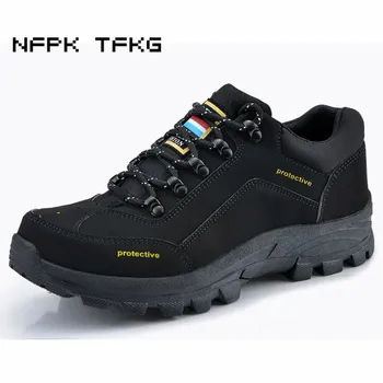 

mens fashion large size breathable steel toe cap working safety shoes cow suede leather anti-puncture low boots zapatos hombre