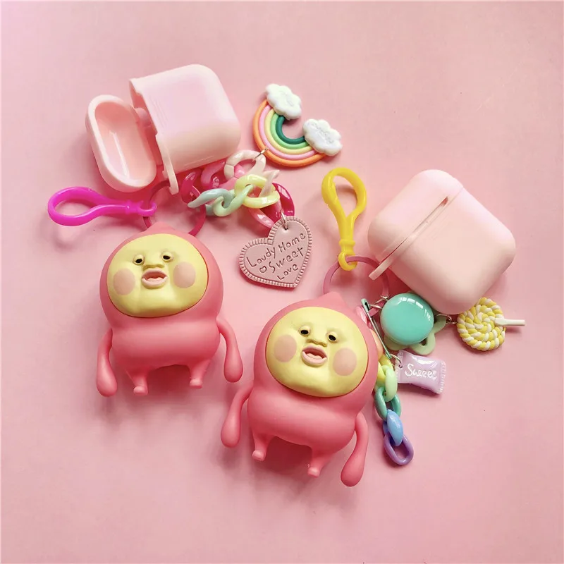 

New Pink Silicone Case for Apple Airpods Case Accessories Protective Cover Bluetooth Earphone Case Key Ring Gifts
