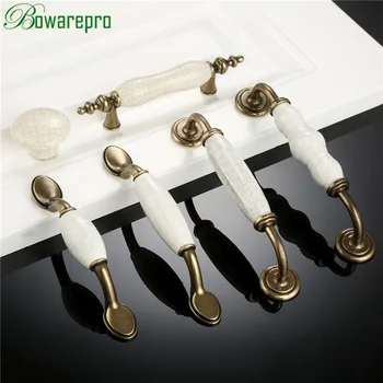 bowarepro Ceramic Door Handles European Antique Furniture Handles Drawer Pulls Kitchen Cabinet Knobs and Handles 387696128MM