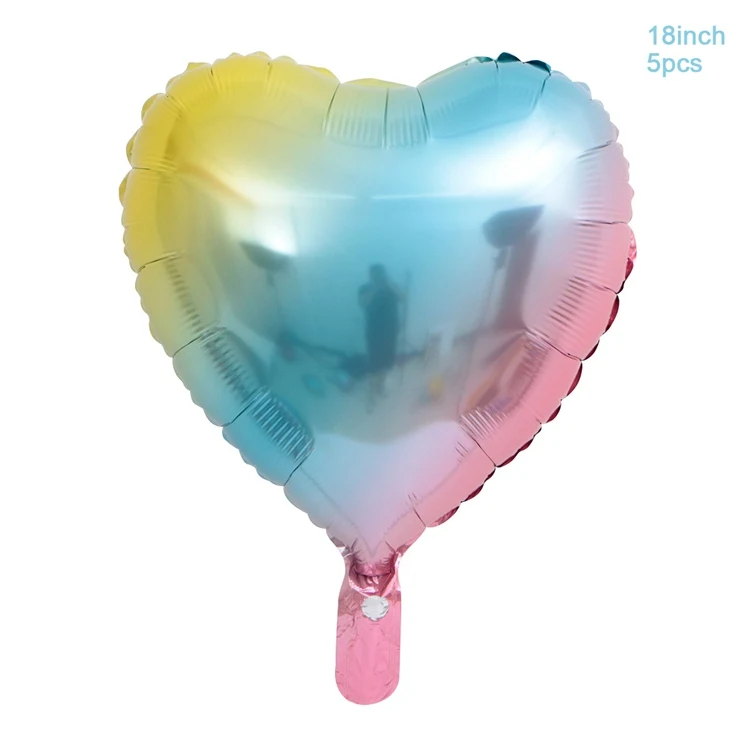 LAPHIL радужные шары-цифры на день рождения, фольгированные шары для мальчиков и девочек, 1 день рождения, украшения для вечеринки, Детские принадлежности для душа - Цвет: 5pcs heart balloons