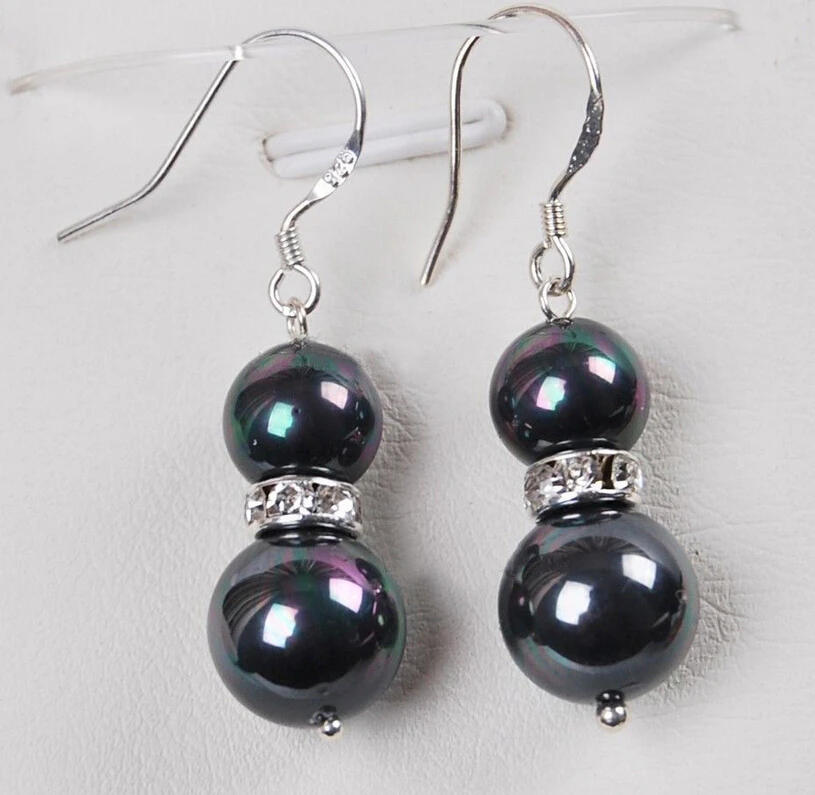 

hot sell new - free shipping 00259 round Black Shell Pearl Earring