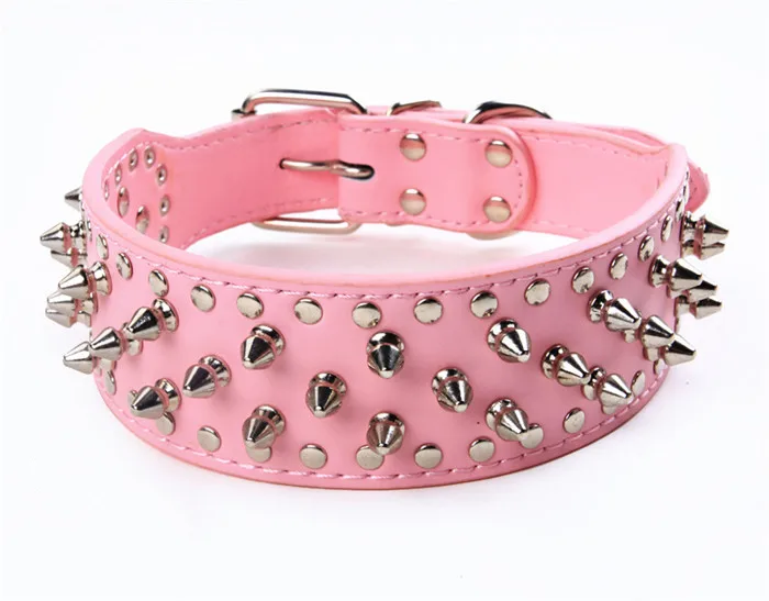 Dog collar 2inch Wide large dog Spiked Studded Leather Dog Collars 5*51-66cm For Medium Large Breeds Pitbull Mastiff Boxer Bully 3 colors pet collar