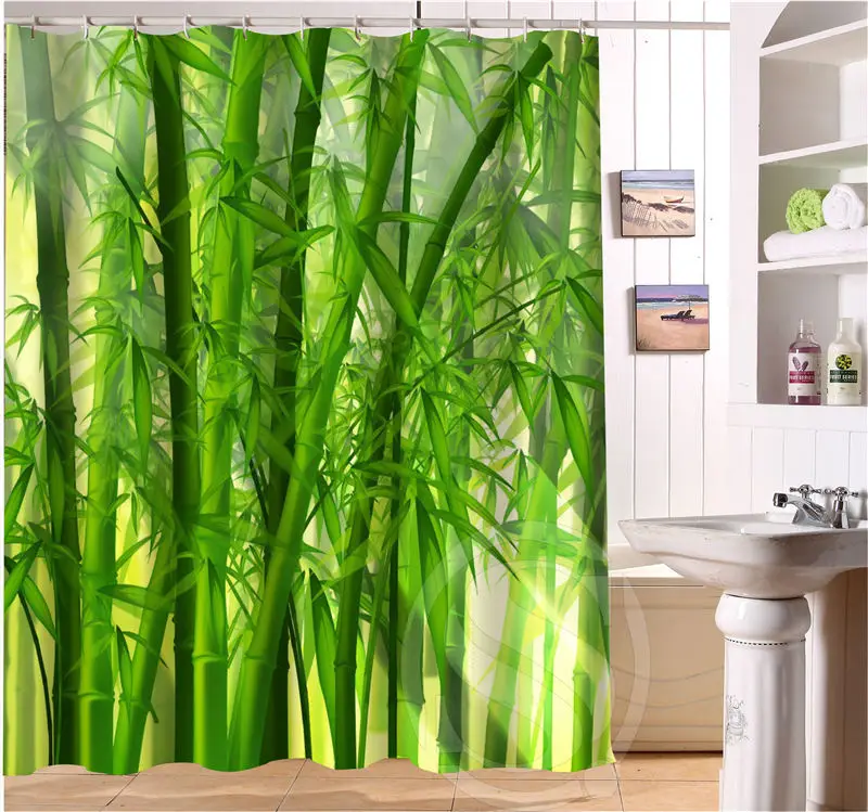 

Free Shipping Bamboo Custom Shower Curtain MORE SIZE beautiful Fabric Shower Curtain for Bathroom SQ0427-LQ31