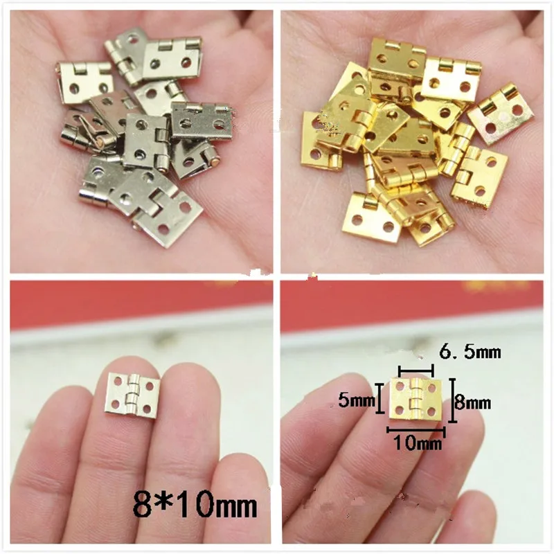 Brass Cabinet Door Luggage Mini Hinge 4 Holes Decor Furniture